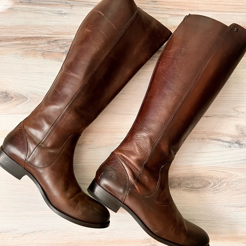 Frye Women's Melissa Stud Back Zip Riding Boot, Chocolate
